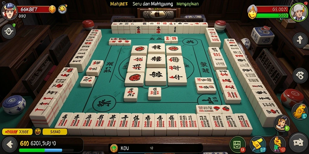 Tampilan menarik dari gameplay Mahjong di 66KBET.