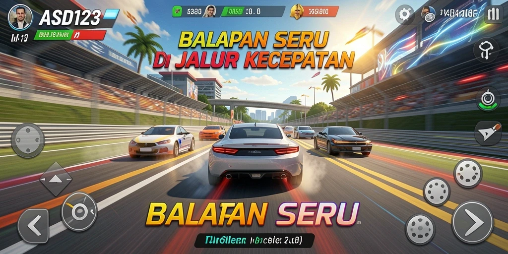 Gameplay seru balapan mobil di lintasan menantang.