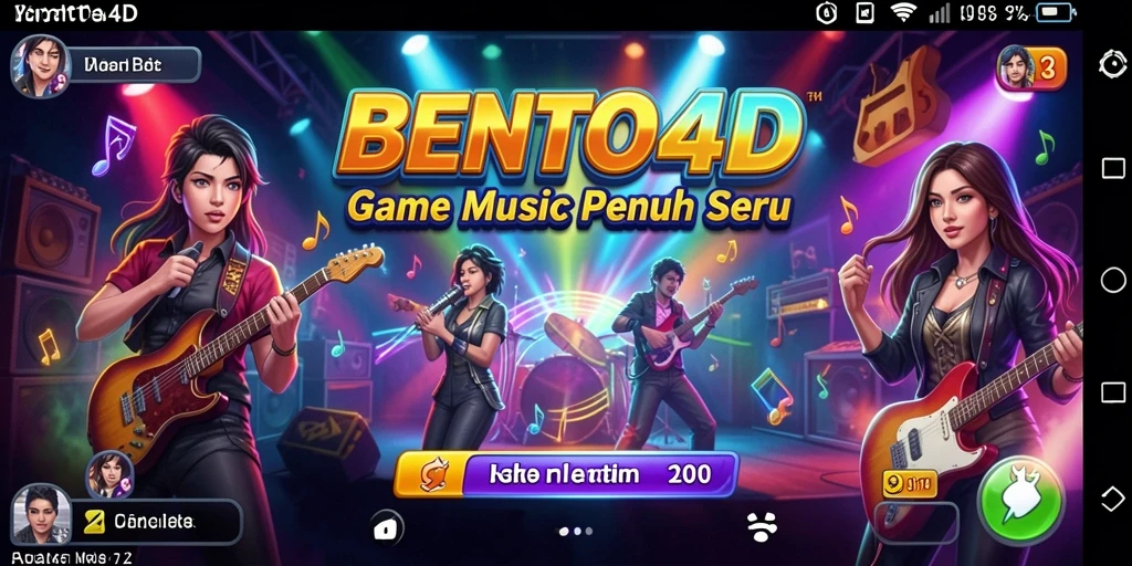 Screenshot utama BENTO4D menunjukkan gameplay musik yang menarik.
