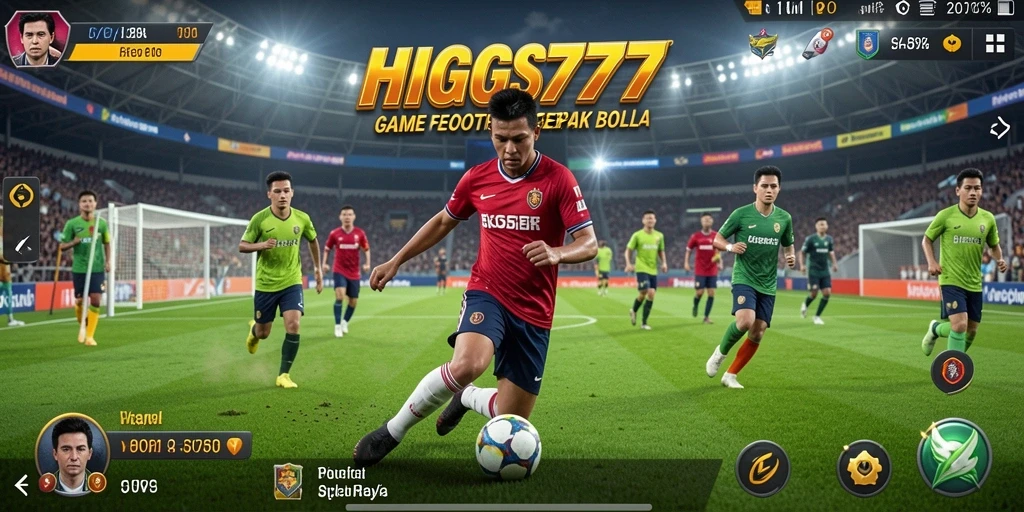 Tampilan gameplay menarik HIGGS777 yang penuh aksi di lapangan Football.