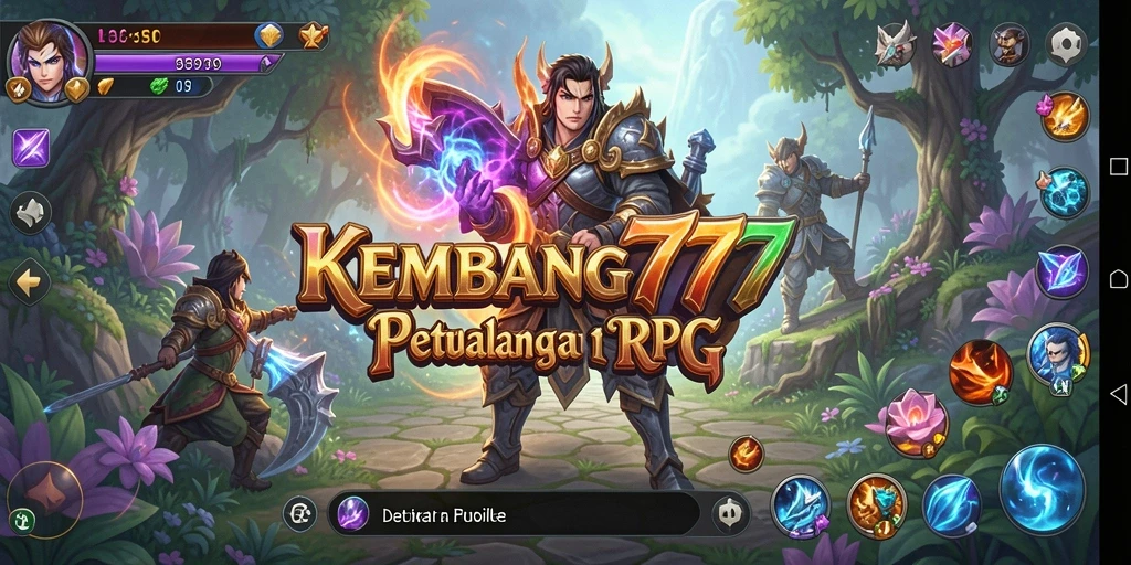 Tangkapan layar permainan KEMBANG777 menampilkan pertempuran epik di dunia RPG.