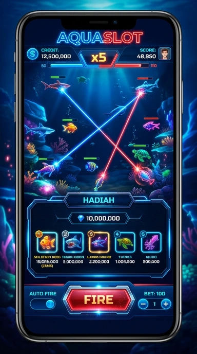 Tampilan antarmuka pengguna aquaslot yang modern dan ramah.
